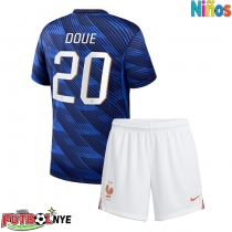 Camiseta Francia Desire Doue #20 Primera Equipación para niños Mundial 2026 manga corta (+ pantalones cortos)